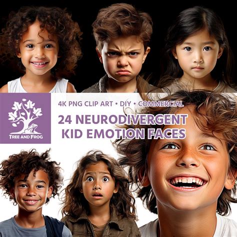 24 Png Neurodivergent Kid Emotion Faces Clipart Expression