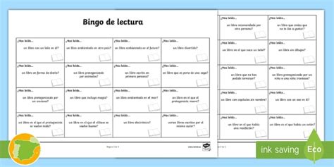 Juego Bingo De Lectura Hecho Por Educadores Twinkl