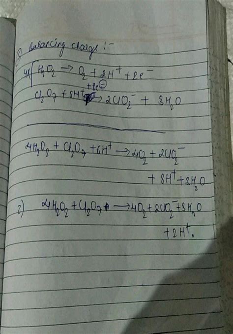 H2O2 Aq Cr2O7 2 O2 G Cr 3 Aq This Reaction Occurs In Acidic