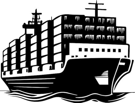 Premium Vector Container Ship Logo Monochrome Design Style