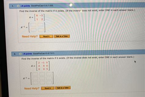 Solved Points Swokprecalc Find The Inverse Chegg