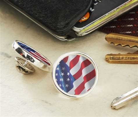 USA Flag Lapel Pin. Round Lapel Pin, Silver Plated. Wear it with pride ...