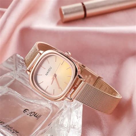 Fashion Ladies Quartz Watch Simple Ipg Alloy Gradient Color Temu