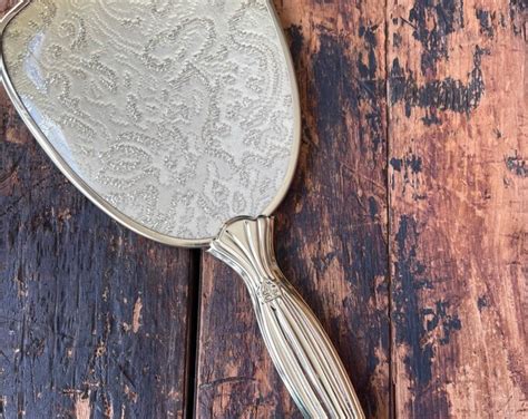 Antique Hand Mirror With Gold Demask Detailing Etsy