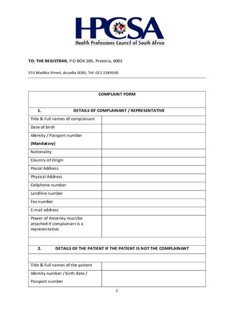 2023 2025 Za Hpcsa Complaint Form Fill Online Printable Fillable