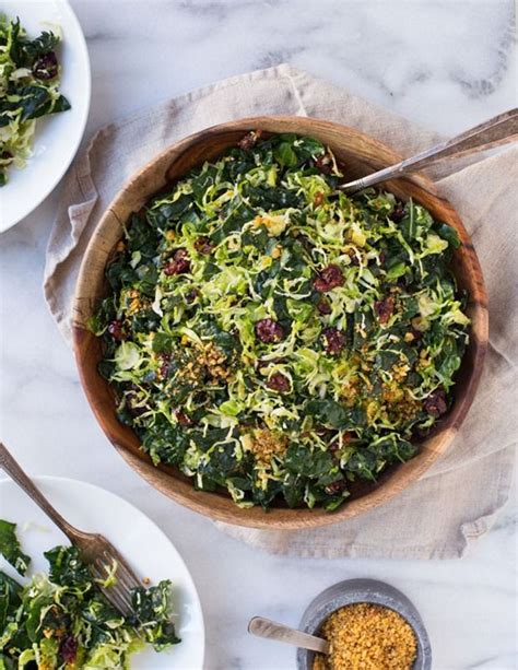 Shredded Brussels Sprout And Kale Salad With Maple Pecan Parmesan