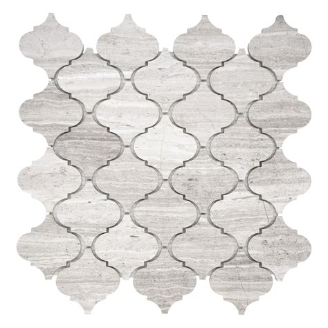 Arabesque Wooden White Marble Polished Mosaic