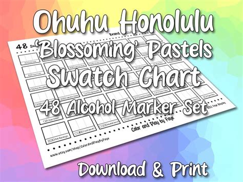 Ohuhu Honolulu New Pastel Marker Swatch Blank Chart Printable Diy