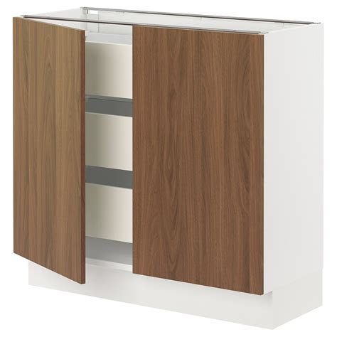 Sektion Maximera Base Cabinet W 2 Doors3 Drawers Whitetistorp Brown Walnut Effect 36x15x30