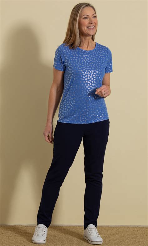 Anna Rose Shimmer Print Jersey Top In Blue Klass