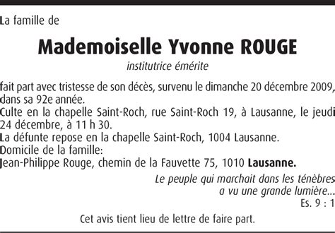 Yvonne Rouge Hommages