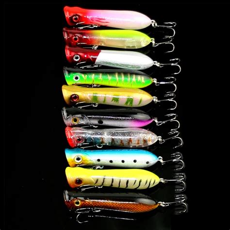 10pcs Lot 3D Eyes Lifelike Fishing Lure Hooks Pesca Fishing Popper