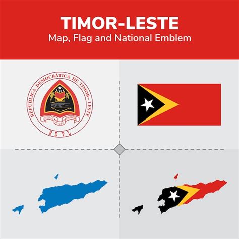 Premium Vector Timor Leste Map Flag And National Emblem