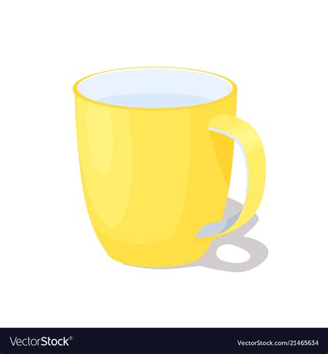 Big yellow ceramic mug with handle full of water Vector Image