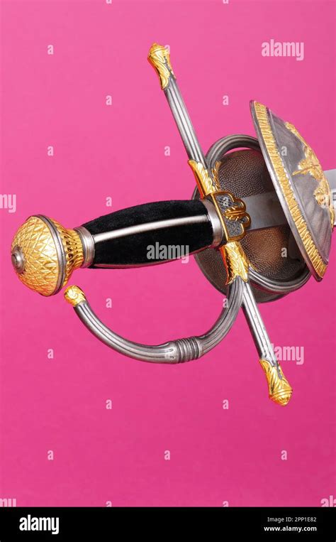 Rapier Sword Guard And Hilt Isolated Over Pink Stock Photo Alamy