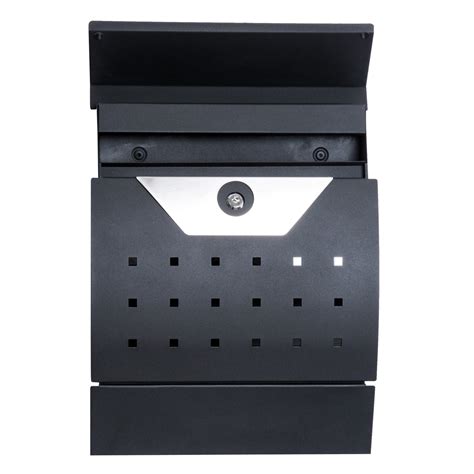 Homcom Lockable Mail Box Wall Mounted Steel Black Uk