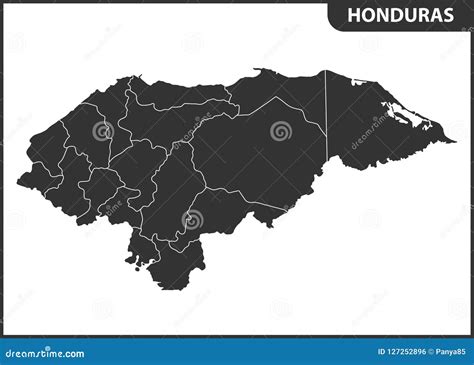 The Detailed Map of Honduras with Regions. Administrative Division ...