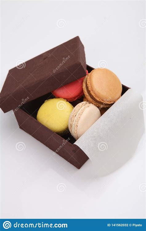 Colourful Macaroon In Close Up Isolated On White Background Stock Photo