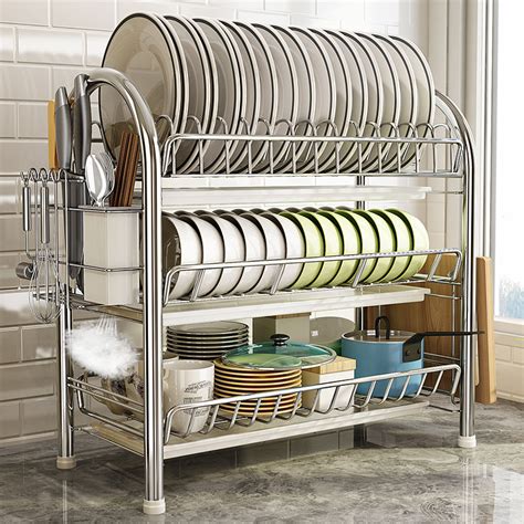 Kitchen Organizer 3 Tier Dish Drainer Plate Storage Rack Plate