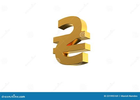 Ukrainian Hryvnia Currency Symbol In Gold 3d Illustration 3d