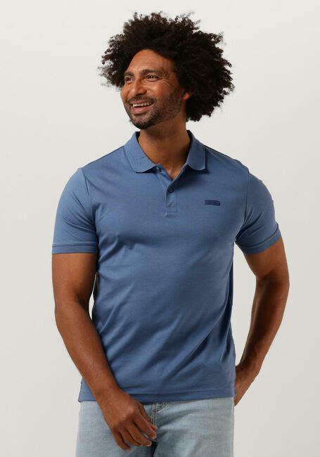 Blauwe Calvin Klein Polo Smooth Cotton Slim Polo Omoda