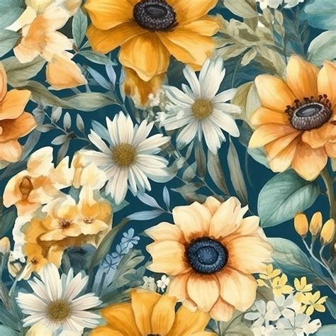 Textura De Flores De Acuarela Pintada A Mano Sin Costuras Foto Premium