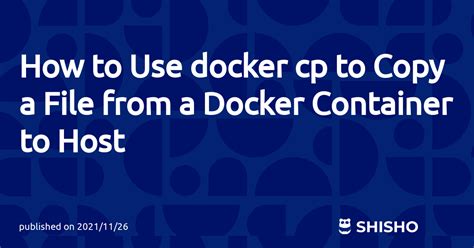 How To Use Docker Cp To Copy A File From A Docker Container To Host