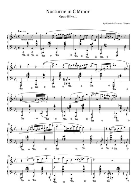 Chopin Nocturne In C Minor Op 48 No 1 Original With Fingered