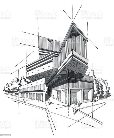 Hand Drawn Black And White Architecture Stock Illustration Download