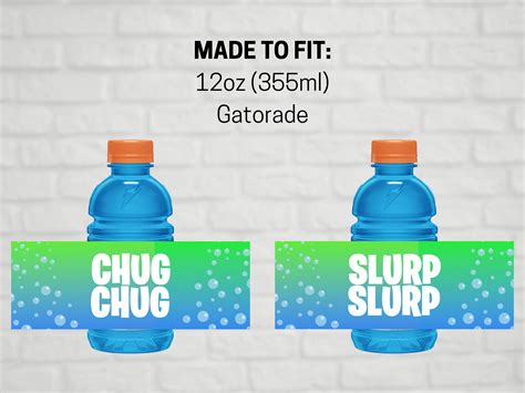 Gamer 12 Oz Gatorade Chug Slurp Printable Labels Instant Etsy