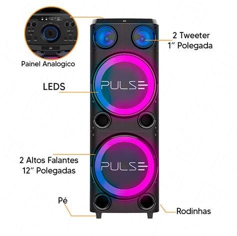 Caixa De Som Torre Double Pulse Sp W Mic L Sanbox Sanbox