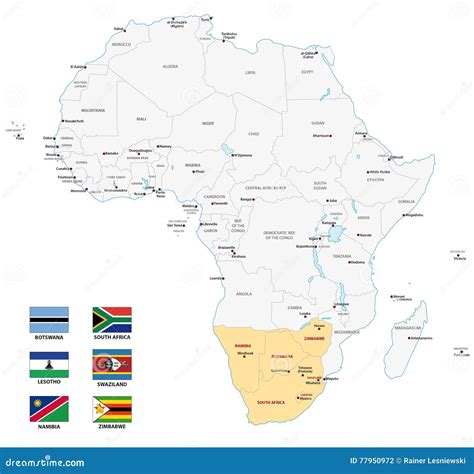 Mapa Politico Da Africa Meridional Ilustracao Do Vetor Ilustracao De