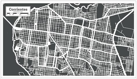 Corrientes Argentina City Map In Black And White Color In Retro Style