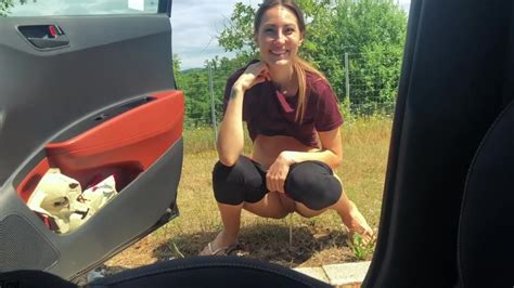 Skinny Brunette Outdoor Pee Compilation ThisVid