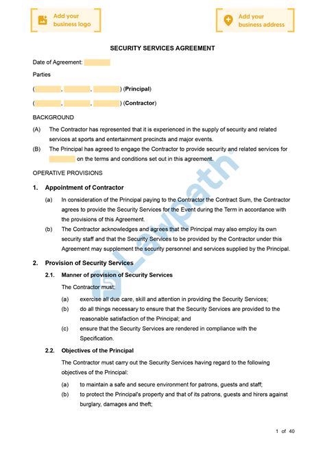 Security Service Agreement Template