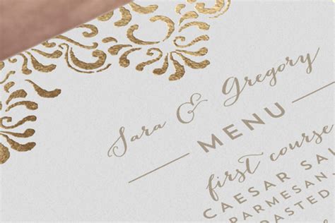 Black Tie Wedding Foil Pressed Menus By Chris Griffith Minted