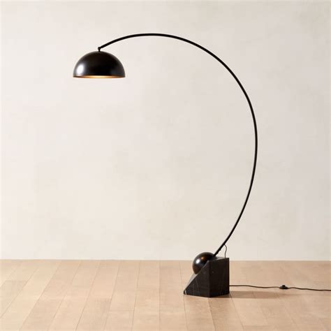 Venus Black Arc Modern Floor Lamp With Marble Base Reviews CB2 Canada