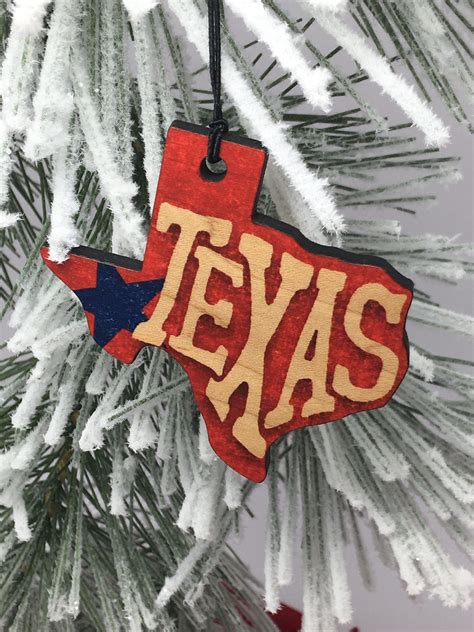 Texas Christmas Tree Ornament State Shaped Wood Ornament Etsy