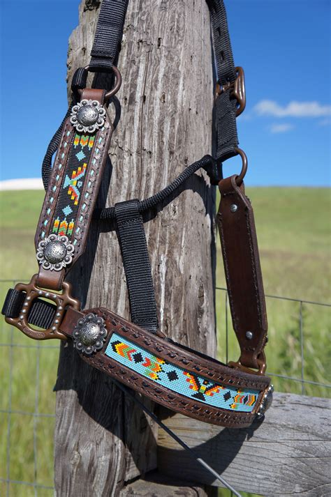 Beaded Leather Horse Halter By Recklesscharmdesigns On Etsy Leather