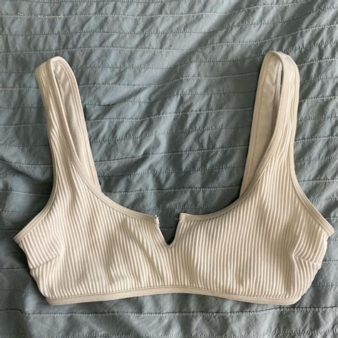 White Ribbed Hollister Bikini Top Size Xs 6 Depop