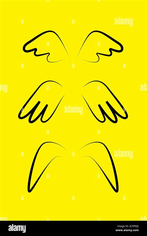 Set Doodle Iine Wing Collection Of Angel Wings Stock Vector Image