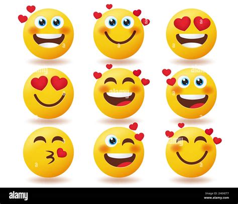 Emoji Valentines Inlove Emoticon Vector Set Emoticons Love Characters