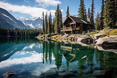 Premium Photo | Canadian Rockies Glacial Lakes A Secluded Cabin in Nature