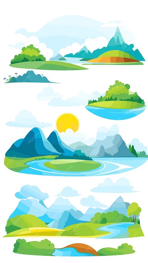 Premium Vector | Landscape drawing cartoon artwork vector