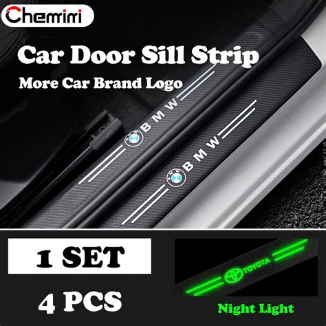 Pcs Car Door Sill Sticker Front Rear Bonnet Step Strip Anti Scratch