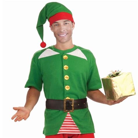 Jolly Elf Costume Kit Shirt Hat Belt Adult