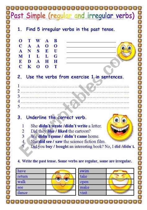 Past Simple Regular And Irregular Verbs Esl Worksheet By Petamaty