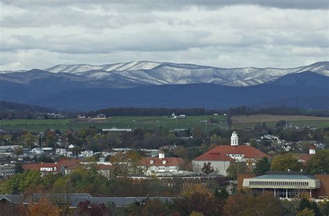 The snow on the Allegheny Mountains as seen from east campus : r/jmu