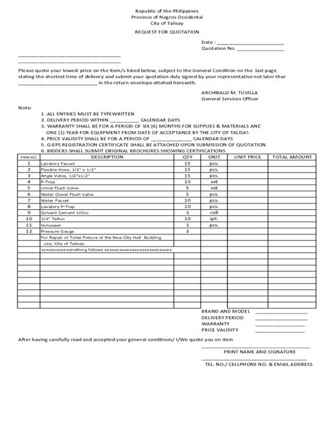 Fillable Online Quotation For Posting Websitefor Const Materialsxlsx