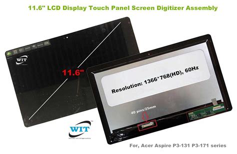 116 Inch Touch Screen Digitizer Without Frame Bezel With Led Assembly For Acer Aspire P3 131